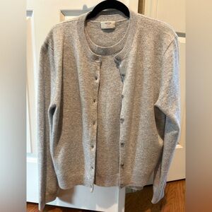 Aritzia Light Gray Cashmere Cardigan & Vest Sweater Set